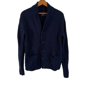 Abercrombie & Fitch Navy Blue Cardigan Sweater Wool Blend Warm Winter